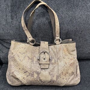 Coach Vintage Neutral Boa Snakeskin Shoulder Bag with Buckle